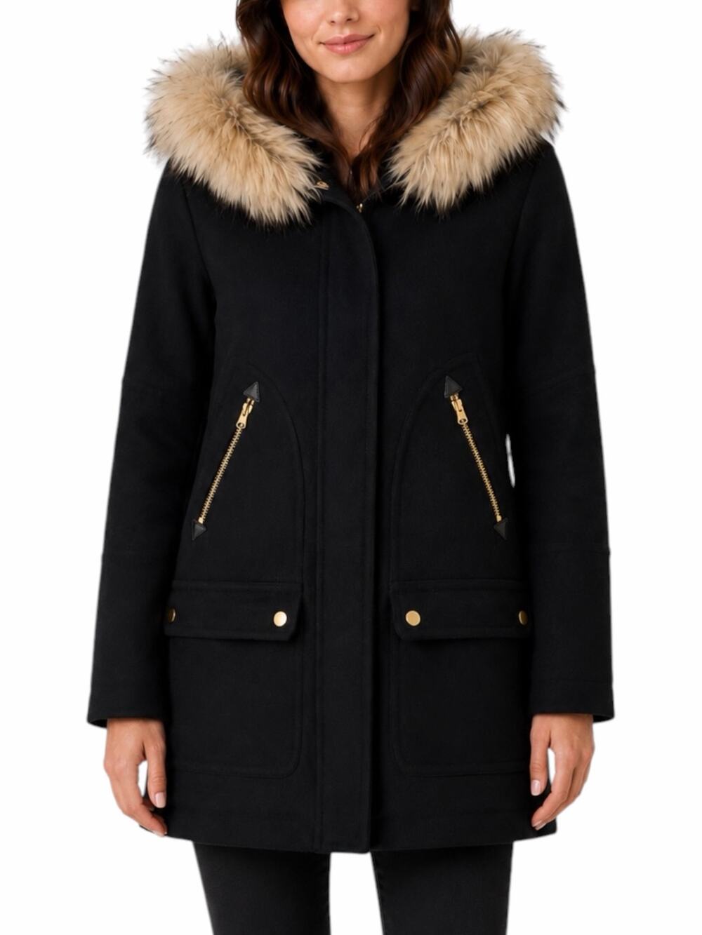 J. Crew Italian Stadium Cloth Wool Chateau Parka Coat Black Size 2